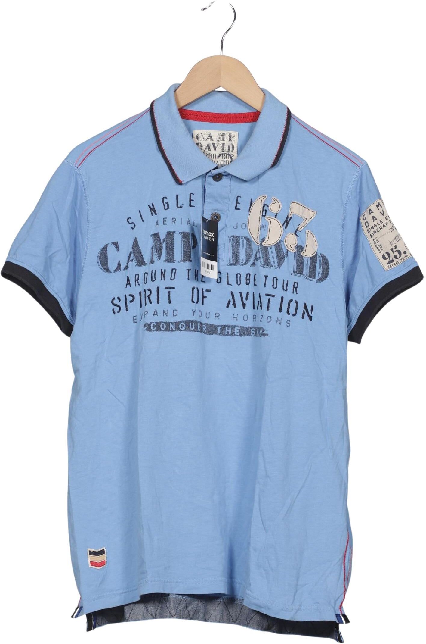 Camp David Herren Poloshirt, Hellblau, Gr. XL, Baumwolle - Second Hand