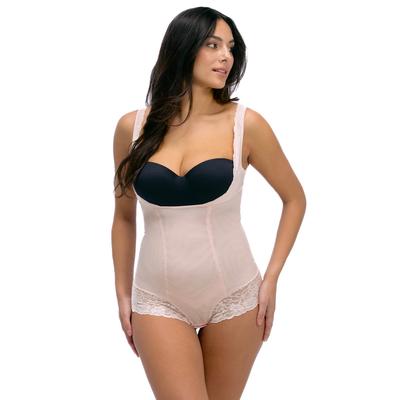Shaping-Body MAGIC BODYFASHION "Super Control Body", Damen, Gr. XXL, N-Gr, rosa (blossom), Netz, Obermaterial: 85% Polyamid, 15% Elasthan, eng, tiefer Rundhals, Bodys, verleiht der Brust und dem Po ein dezentes Lifting