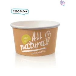 Eisbecher Zero Plastic 230ml, 1.260 Stück, recycelbar, aus natürlichem Papier ohne Kunststoffbeschichtung