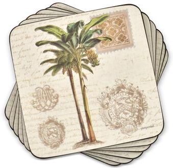 Pimpernel Set of 6 Vintage Palm Study Coasters - 4 Inches Sq.