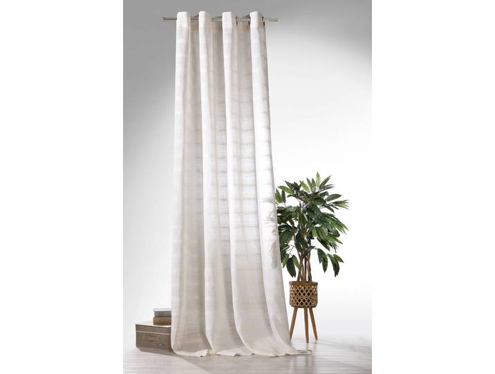 Vorhang WECKBRODT Boho Gr. 1, beige (natur), B:135cm H:245cm, Leinen, Polyester, Gardinen, Vorhang, Leinen-Optik, Webstreifen, halbtransparent, Gardine, Store