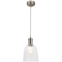 Elstead Lighting Douille Pendelleuchte E27 Riffelglas Poliertes Nickel