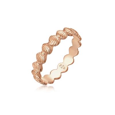 Silberring ELLI "Ring Bandring Muscheln Maritim Beach Look 925 Silber" Gr. 62, rosa (rosegold), Fingerringe, Damen, 62, Silber 925 (Sterlingsilber), Silberring