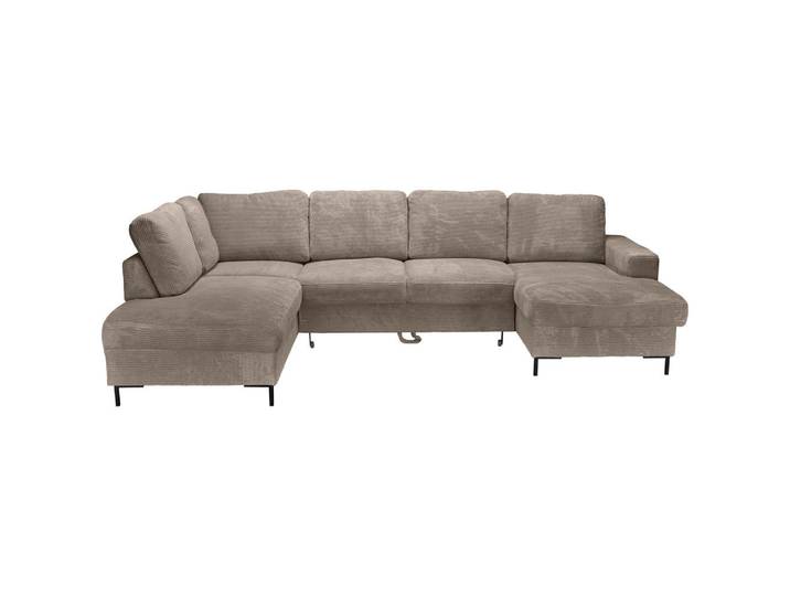 Carryhome Wohnlandschaft, Taupe, Metall, 5-Sitzer, Füllung: Schaumstoffflocken, Ottomane rechts, U-Form, 303x197 cm, Liegefunktion, seitenverkehrt erhältlich, Schlafen auf Sitzhöhe, Rücken echt, haustierfreundlicher Bezug, Wohnzimmer, Sofas & Couches, Wohnlandschaften, Wohnlandschaft U-Form