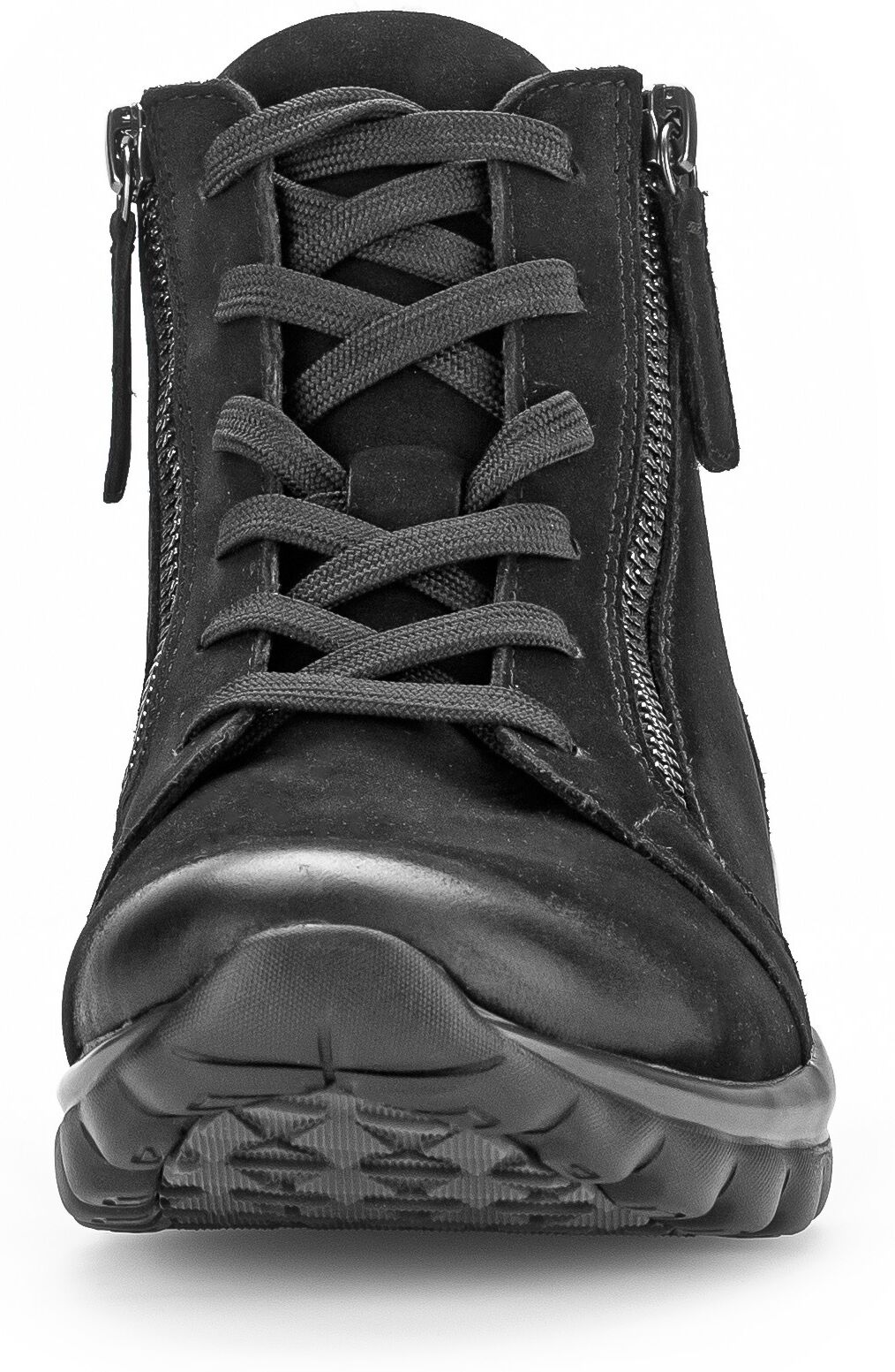 Schnürboots GABOR, Damen, Gr. 36, schwarz (schwarz, used), Nubukleder, Schuhe Schnürboots, Keilabsatz, Komfortboots mit profilierter Gummilaufsohle schwarz, used 36