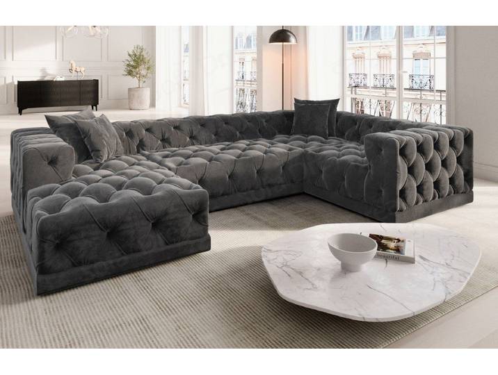 Sofa Dreams Wohnlandschaft Designer Stoff Sofa Palma U Form Samtstoff Stoffsofa