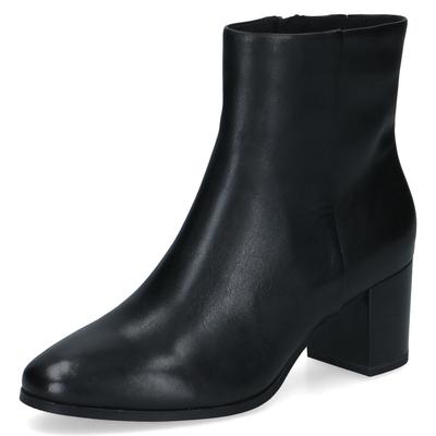 Stiefelette CAPRICE, Damen, Gr. 39, schwarz, Leder, Schuhe Stiefelette, Blockabsatz, Businessschuh mit dezenter Ziernaht