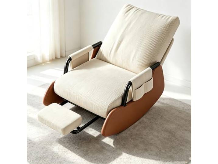 Relaxsessel mit Hocker mit Integrierter Fußablage Sanfte Schaukelbewegung kombiniert mit integrierter Fußablage für ausgewogenen Sitzkomfort.