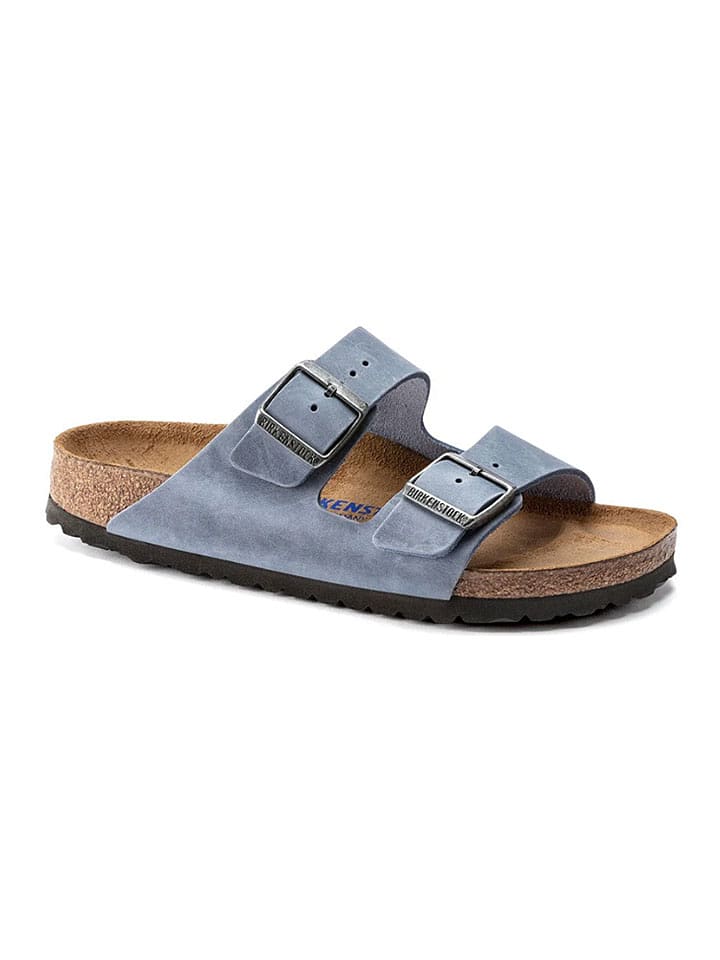 Birkenstock Leder-Pantoletten "Arizona" in Hellblau - 42