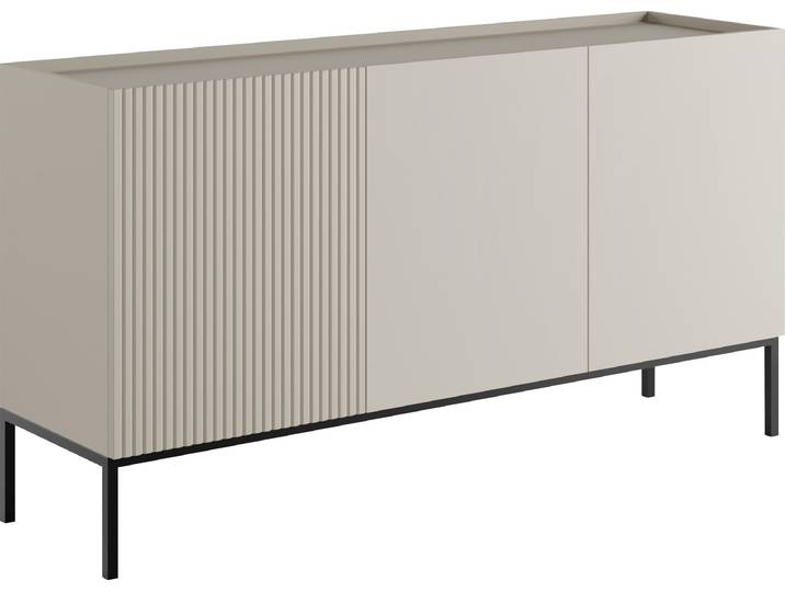 MIRJAN24 Sideboard Como 150 2D, Kommode mit drei Drehtüren, Stilvoll Kollektion, Untergestell aus Metall (Farbe: Cashmere)