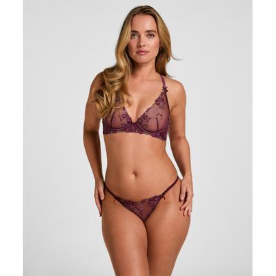 String HUNKEMÖLLER "Peonie String mit hohem Beinausschnitt", Damen, Gr. XS, lila, 63% Polyester, 34% Polyamid, 2% Elasthan, 1% Metall, Unterhosen String