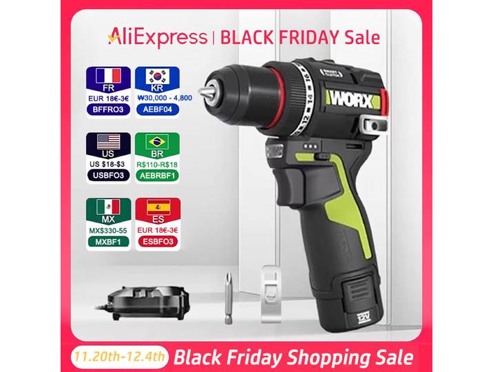WORX WU135 perceuse électrique sans fil 12V 50Nm 1800 tr/min moteur sans brosse tournevis électrique perceuse à percussion travail des métaux Cutch intelligent