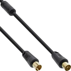 InLine Antennenkabel Premium, 2x geschirmt, mit Filter, >85dB, schwarz, 0,5m