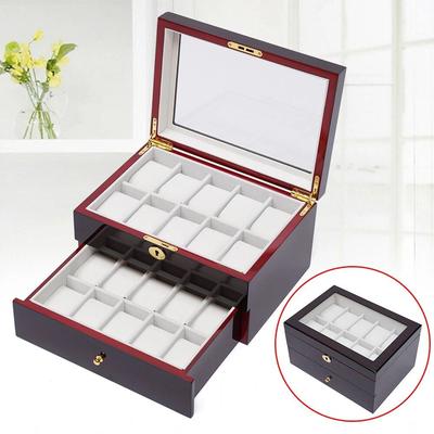 Multicon Wholesale Hub Premium Slot Wood Watch Box With Glass Top Lock Elegant Watch Storage Organizer Premium Slot Wood Watch Box With Glass Top Lock Elegant Watch Storage Organizer