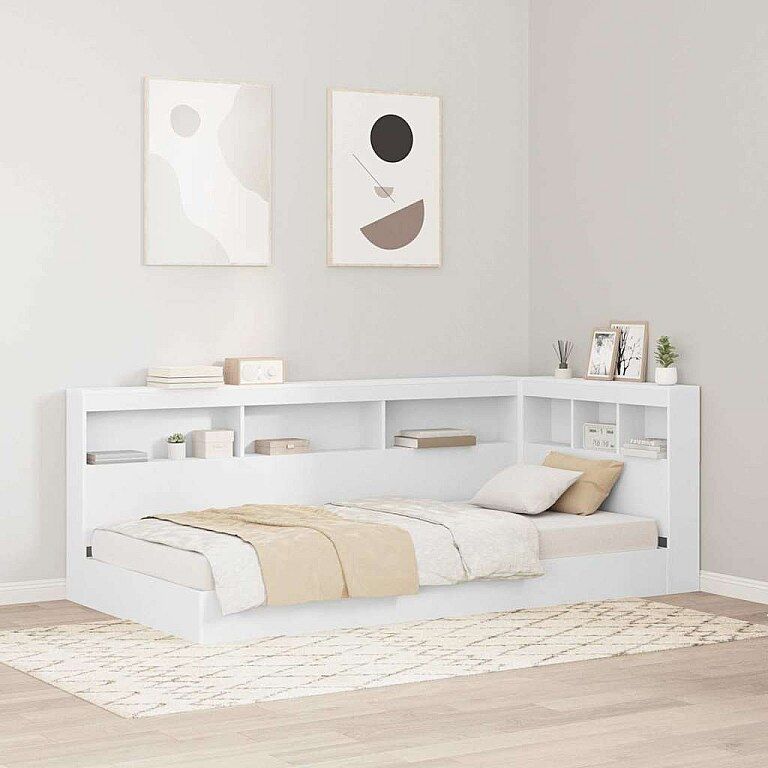 Clicnbuy Cabecera de almacenamiento Blanco 100 cm Madera contrachapada