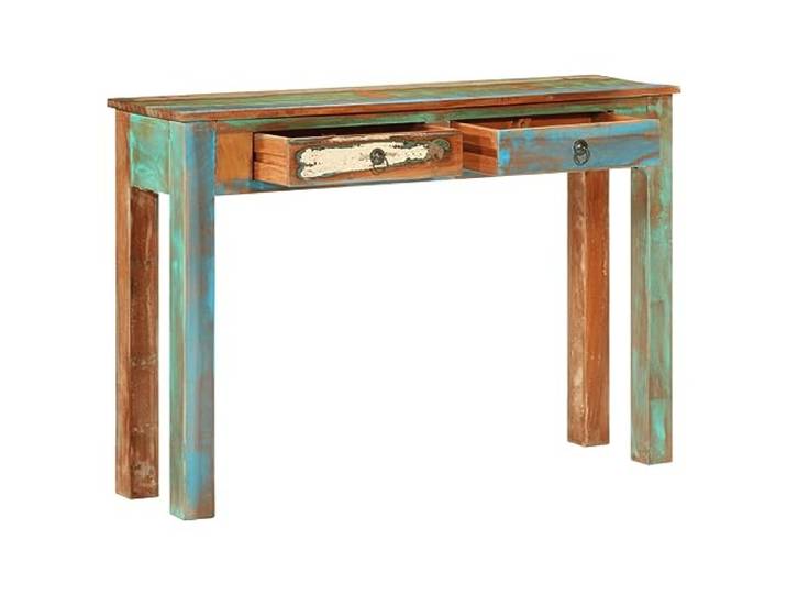 Konsolentisch aus Massivholz aus Recyclingholz 110x30x75 cm 2 Schubkästen Recyclingholz, handgefertigt, 2 Schubladen, geräumige Tischplatte, einzigartiges Design, für Flur und Wohnzimmer