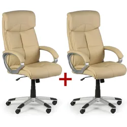 Leder-Bürosessel FOSTER 1+1 GRATIS, beige