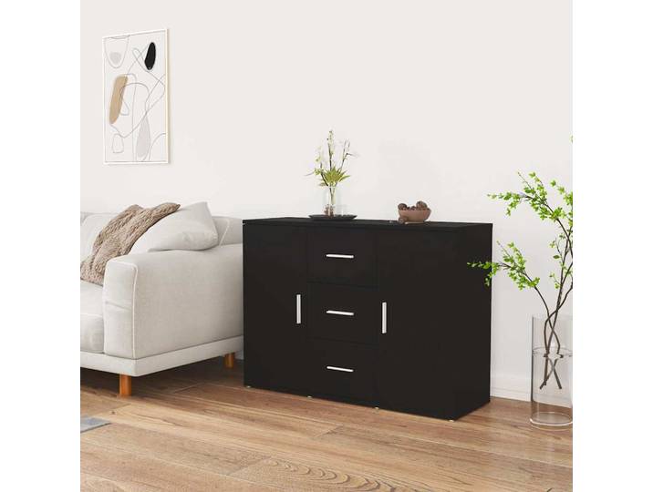 vidaXL Sideboard Schwarz 91x29,5x65 cm Holzwerkstoff