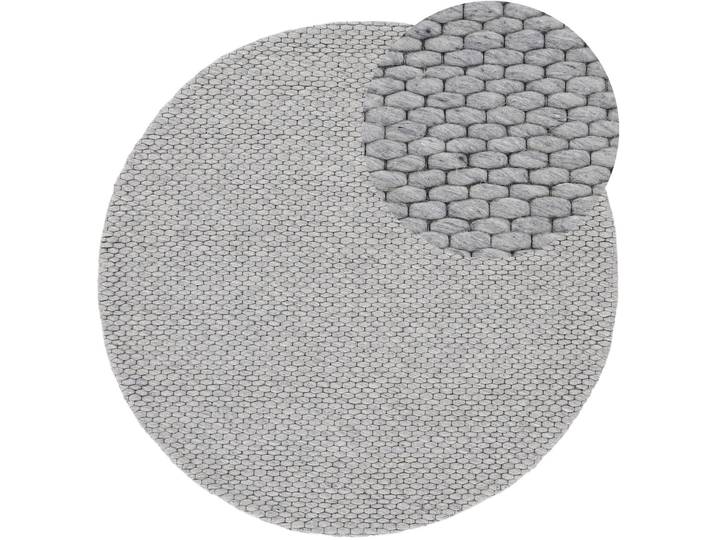 Wollteppich CARPETFINE Sina , grau, H:14mm Ø:120cm, Wolle, Teppiche, Wollteppich, grobe Struktur, Zeitloses Design, reine Wolle, Wohnzimmer