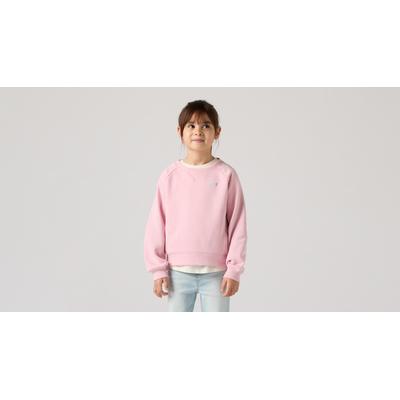 Sweatshirt LEVI'S KIDS "LVG MEET AND GREET CREW", Mädchen, Gr. 8 (128), rosa (coral blush), Sweatware, Obermaterial: 60% Baumwolle, 40% Polyester, normal, Rundhals, Bündchen, Sweatshirts Sweatshirt, mit Teilungsnähten