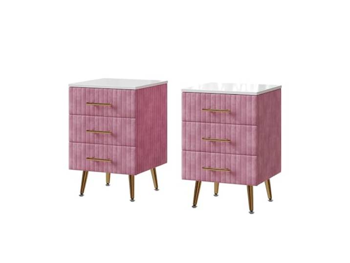 Vicco Nachttisch Velia Rosa 2er Set, zur Ablage von Alltagsgegenständen im Schlafzimmer