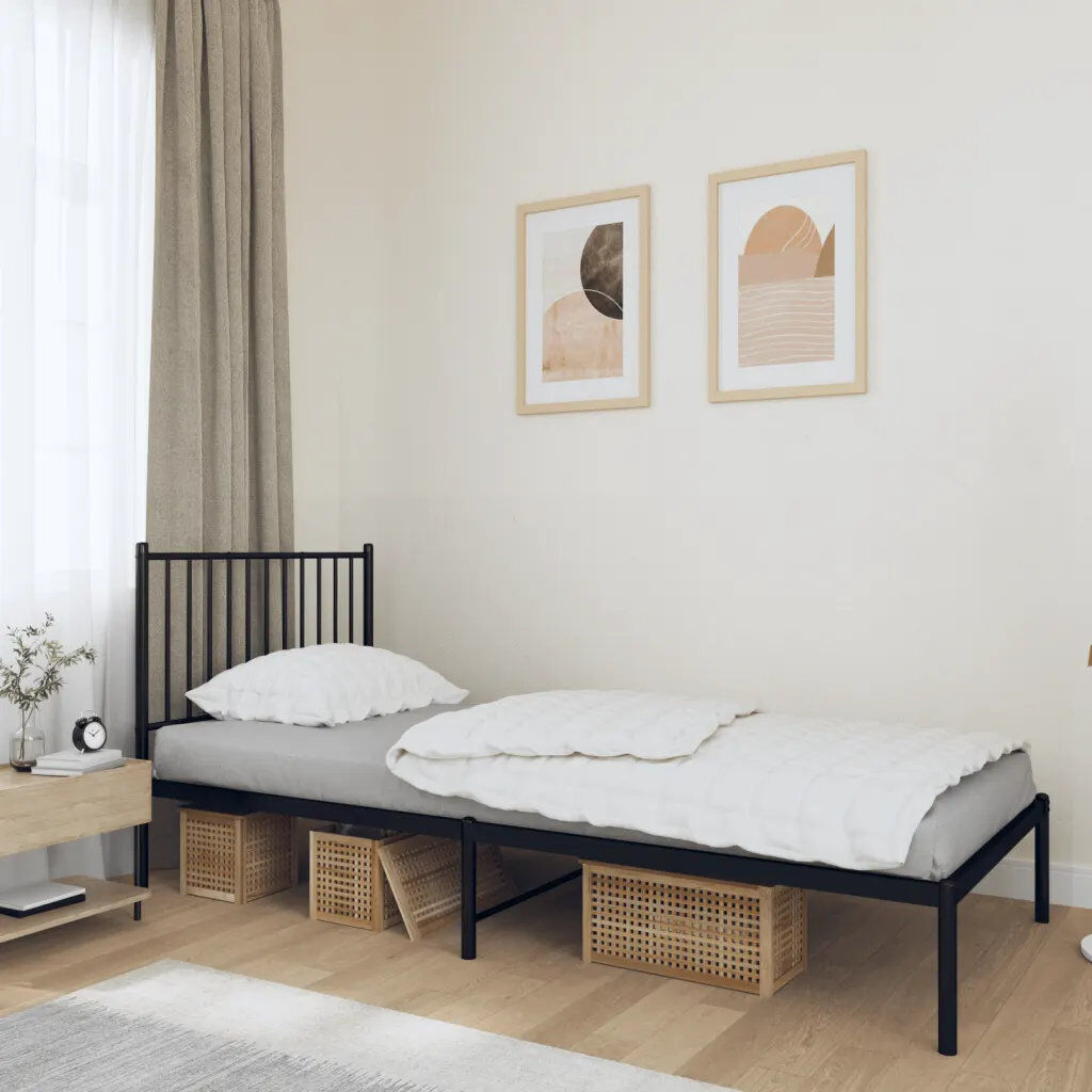 17 Stories Lidwina Bed Frame Black Single (3')