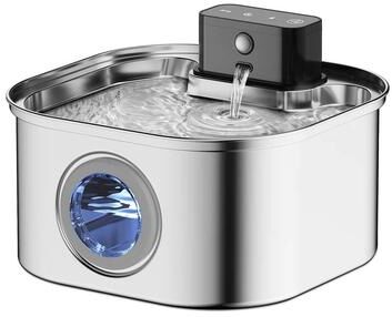 Uplifted Finds Stainless Steel Wireless Rechargeable Cat Water Fountain With Auto Sensor a
