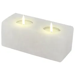 Salzkristall Teelichthalter TWIN-CUBE White Line