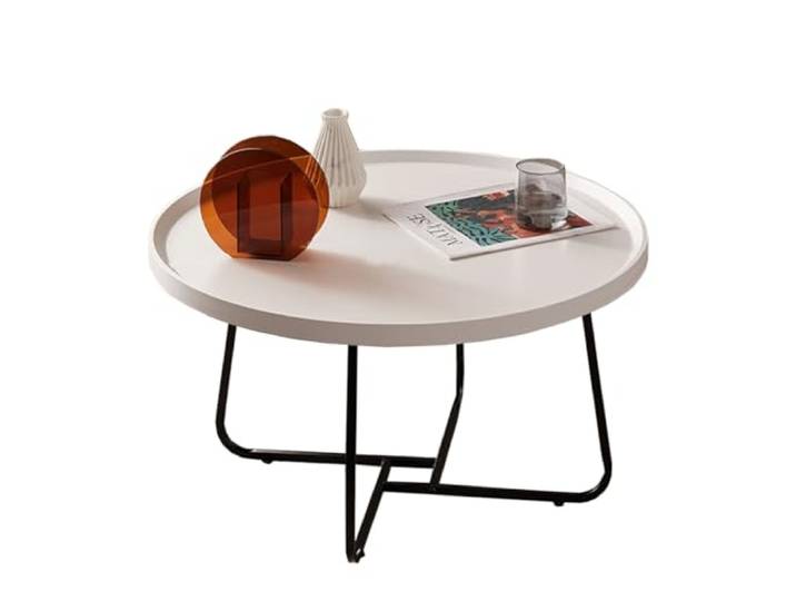 Runder Beistelltisch, for Wohnzimmerdekoration, kleine Räume(/White,80cm)