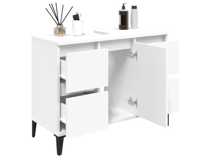 Meuble Rangement - HAOSHOP - Meuble d'évier blanc 80x33x60 cm bois d'ingénierie&01_34281