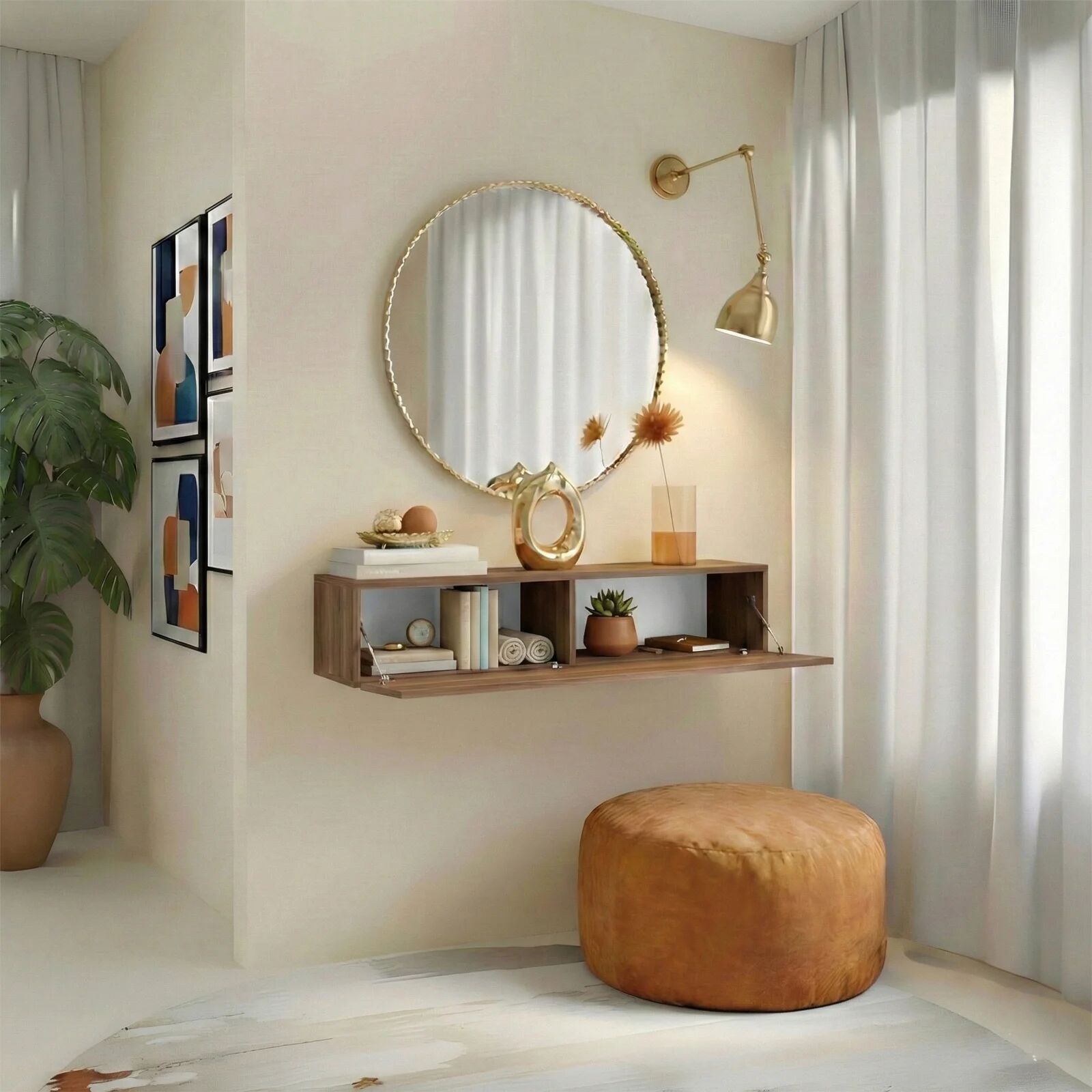 garneroarredamenti Pensile orizzontale 138x29h cm 1 anta reversibile rovere scuro Sunset