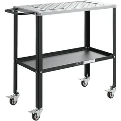 VEVOR Mobiler Schweißtisch 914x457mm Schweißwerkbank mit 544kg Tragkraft, Werktisch aus Stahl für Werkstatt Garage Baustelle, mit 4 Werkzeugschlitzen 4 Rollen 16mm Befestigungslöchern Werkzeugablage