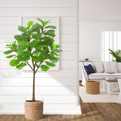 Yun 5.8ft TallArtificial Fiddle Leaf Fig Tree with 65 Decorative Leaves - 5.8 FT