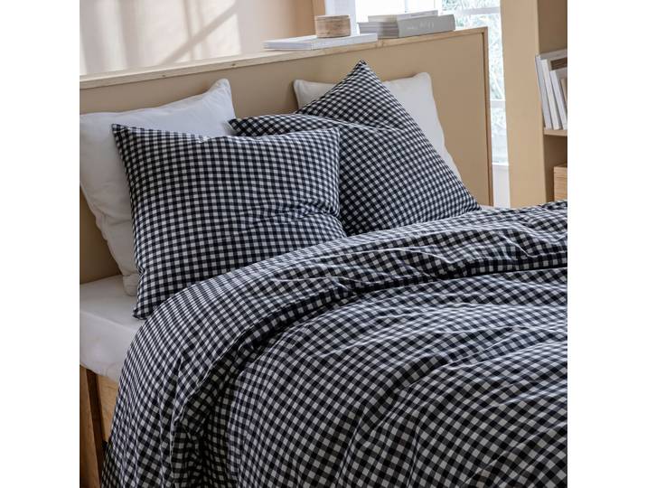Parure de lit Vichy 200x200 Noir