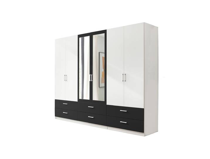 Kleiderschrank mit Spiegel - weiß - 272 cm - JANNE