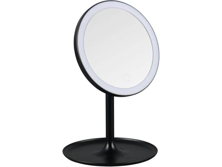 Schminkspiegel MIRRORS AND MORE LILIA , schwarz (weiß), B:18cm H:29,7cm, Spiegelglas, Spiegel, Schminkspiegel