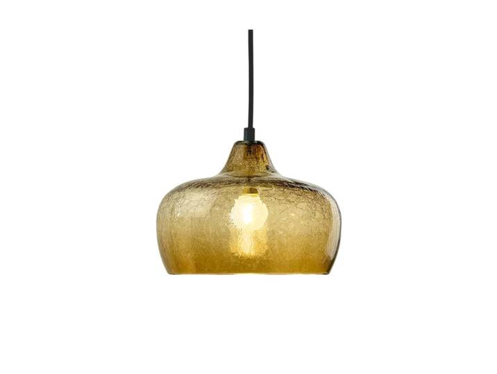 Suspension en verre craquelé ambre, d.21cm