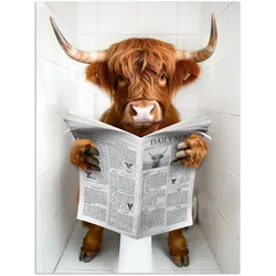 POSTER Schottischer Highlander - Tier - Zeitung - Toilette Deko Wohnzimmer 60x80 cm