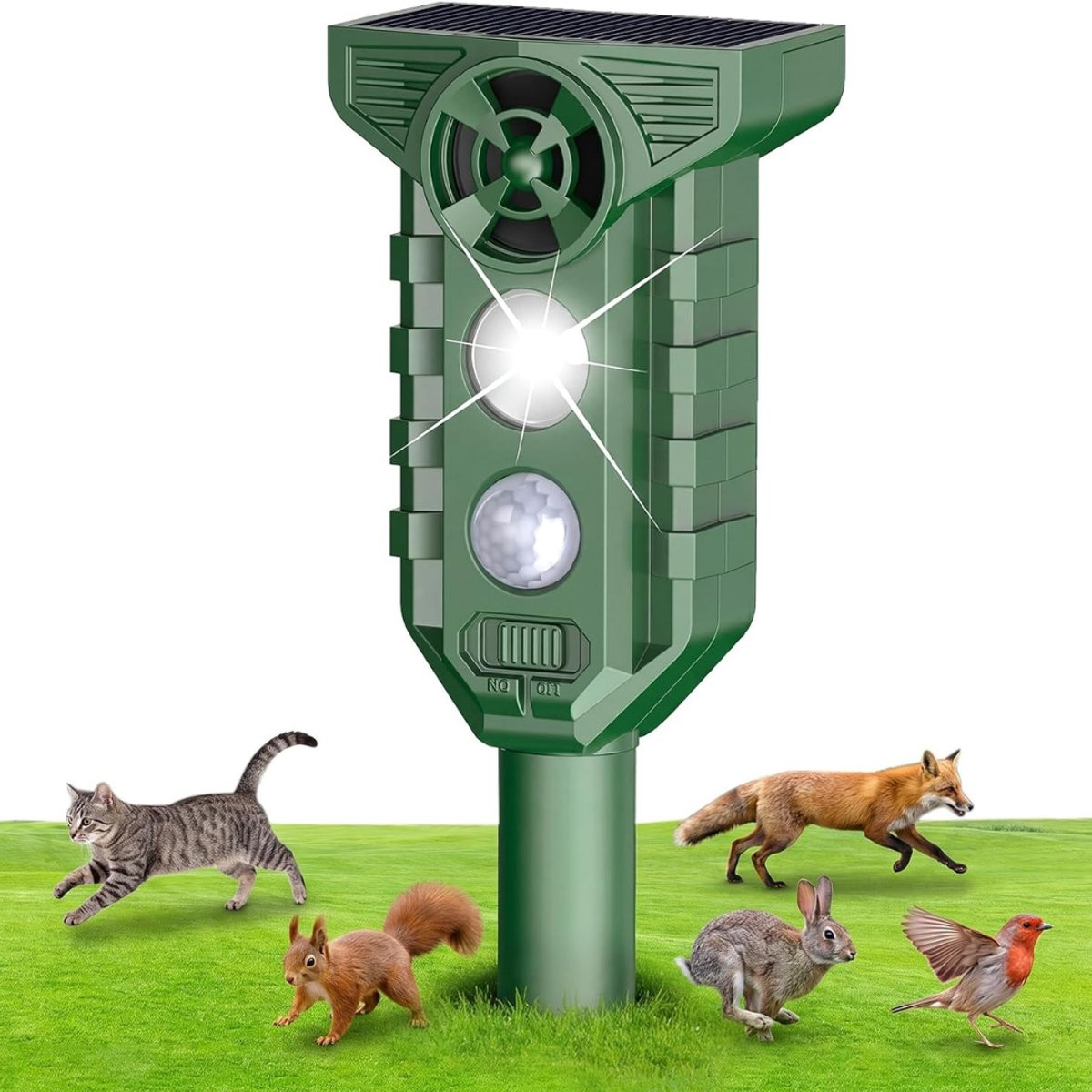 Groene Kattenverjager voor de tuin - Dierenverjager outdoor - H x B x D: 50 x 9 x 6 cm