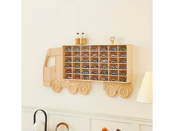PGY – étagères de rangement pour jouets, modèle de voiture en bois à 42 fentes, multi-compartiments, organisateur mural de jouets, présentoir, accessoires de collection