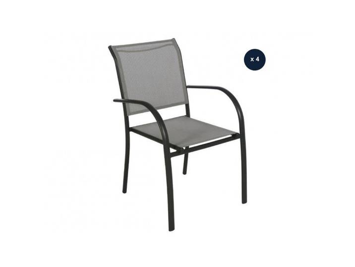 Lot de 4 fauteuils de jardin en texaline Piazza Galet/Graphite