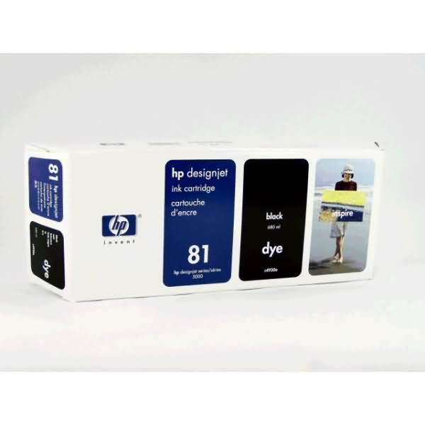 HP 81 Schwarz Druckerpatrone, farbstoffbasiert, 680 ml, HP Designjet Drucker der Serien 5000, 5000ps, 5500 und 5500ps, Thermal Inkjet, Schwarz, Business, Vereinigte Staaten, Singapur, 320 mm