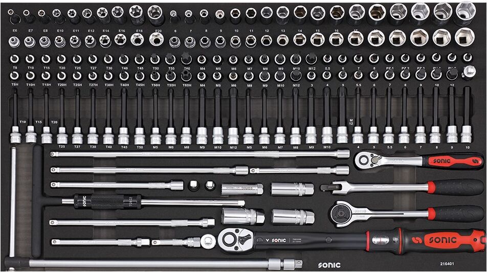 Sonic Equipment Steckschlüsselsatz Nusssatz 3/8 Sfs-L 164-Tlg. 216401