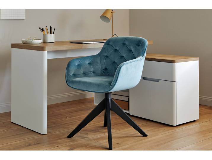 Schalenstuhl JAHNKE KENSINGTON TWIST LOCK , blau (hellblau, schwarz, hellblau), B:57,5cm H:80,5cm T:59,5cm, Polyester, Stühle, Schalenstuhl, Twistlock - dreht sich in Ausgangsposition zurück