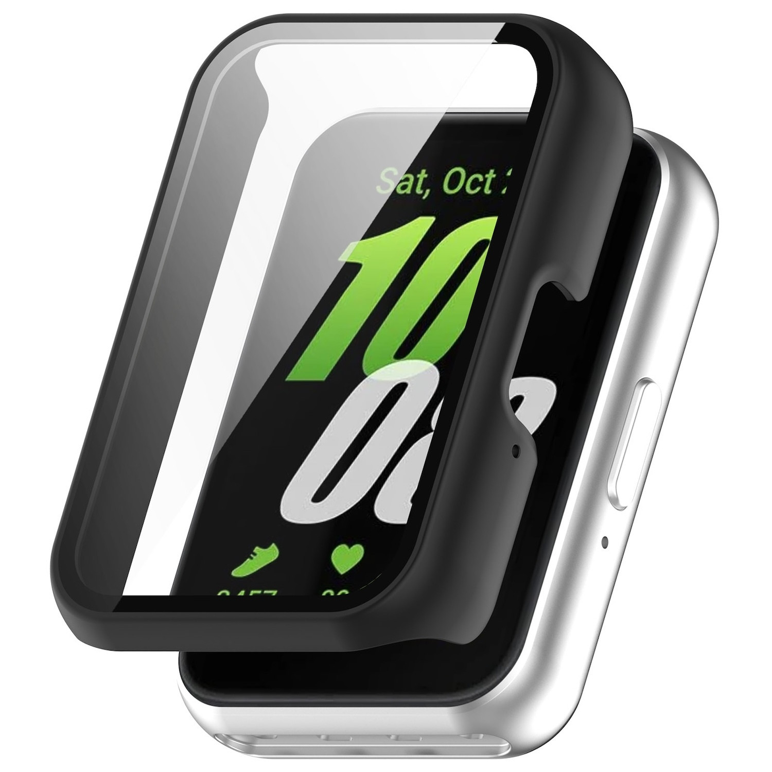 Wigento Beschermhoes van kunststof en beschermglas voor Samsung Galaxy Fit 3, zwart