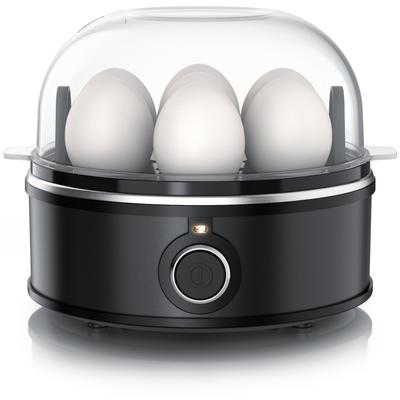 Arendo Eierkocher für bis zu 7 Eier, 350 W, 3 Härtegrade, Einsätze für pochierte Eier und Omelett, Signalton, schwarz