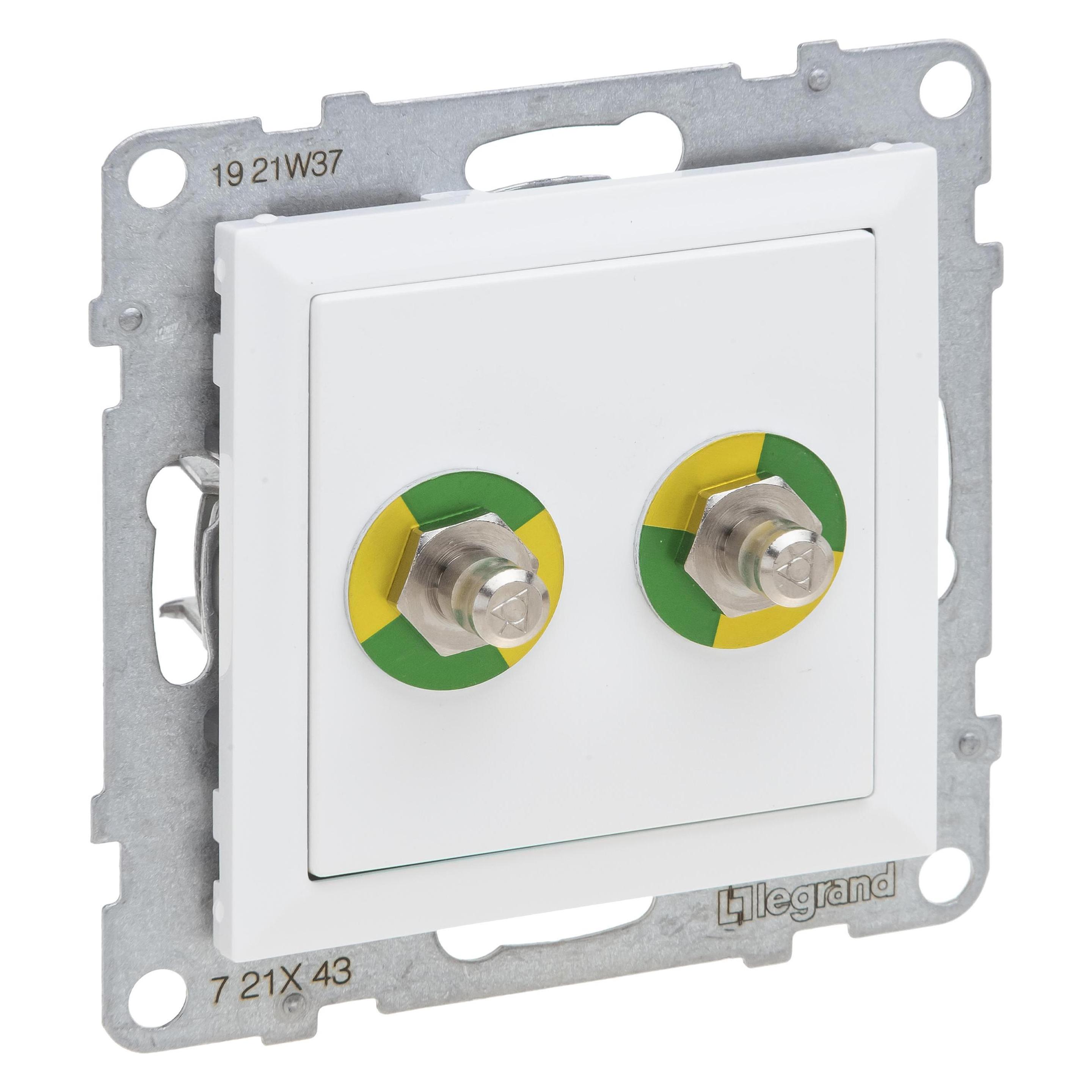 Legrand SEANO Potentialausgleich-Steckdose, Einsatz, Anschlussbolzen gemäss DIN 42 801, Ultraweiss, 76 (765130)