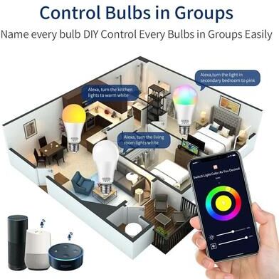 Uplifted Goods Tuya Smart WiFi LED Light Bulb E27 Voice Control Lamp 15w dimmable 110v