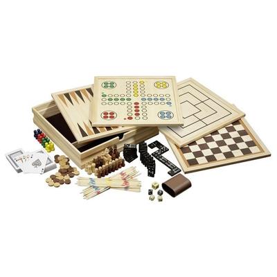 Philos 3098 - Spielesammlung 10, medium, Spieleklassiker mit Zubehör, Holz