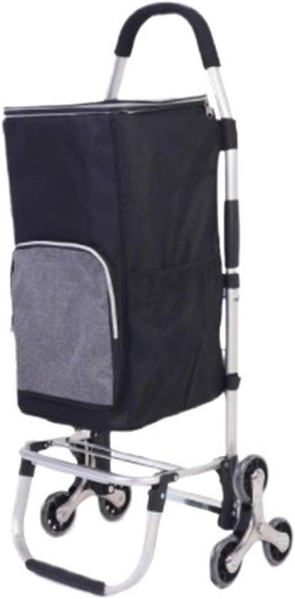 Famanu Boodschappentrolley faltbar mit Canvas-Tasche - stabil, kompakt, schwarz